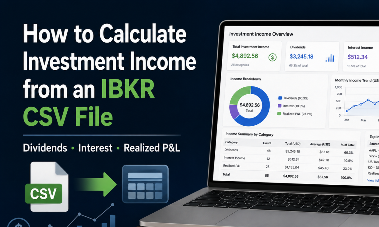 How to calculate investment income from CSV on IBKR
