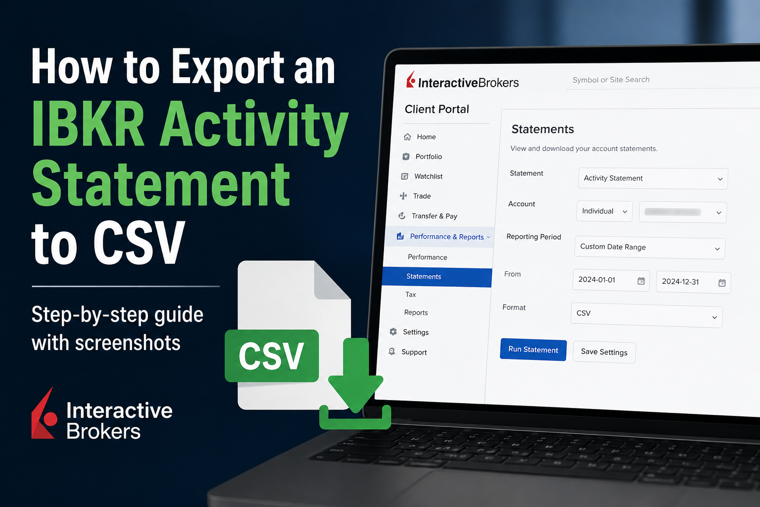 How to export IBKR activity statement to CSV